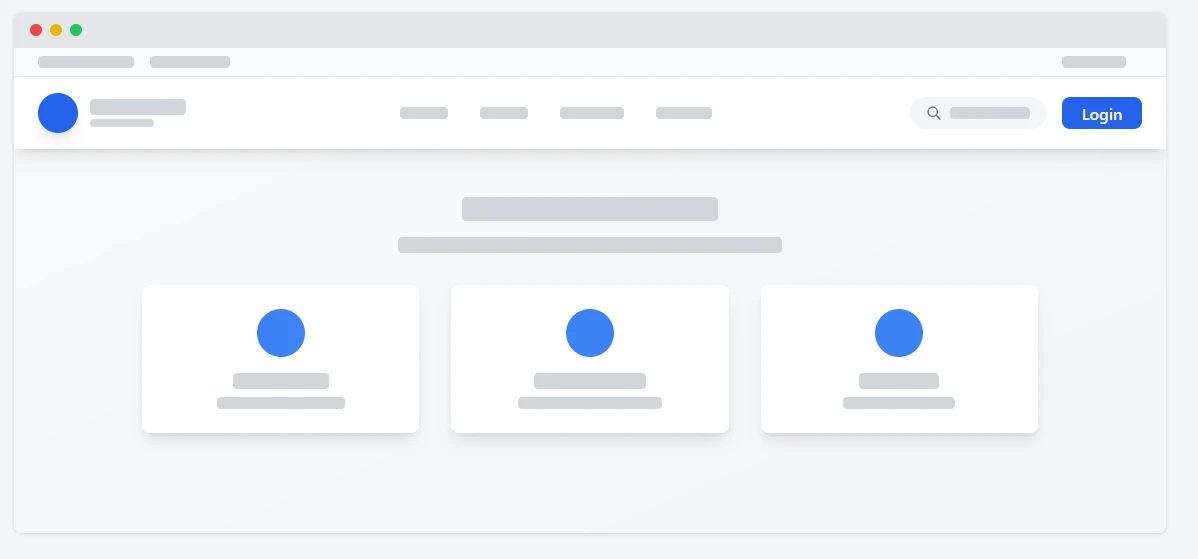 Responsive header navigation bar with logo and menu items